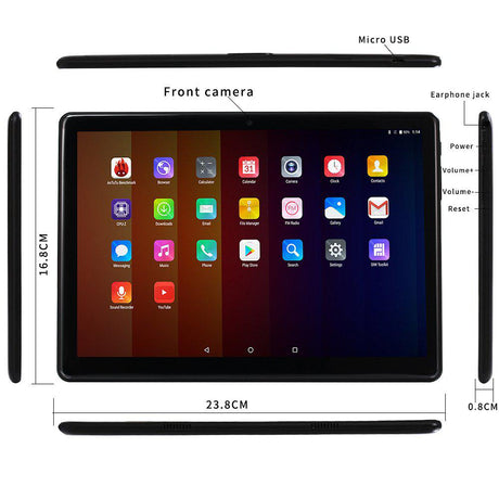 KuBi 4G LTE 10.1 Inch Android Octa-Core Tablet PC, Google Android 7.0, 4GB RAM, 64GB - Black