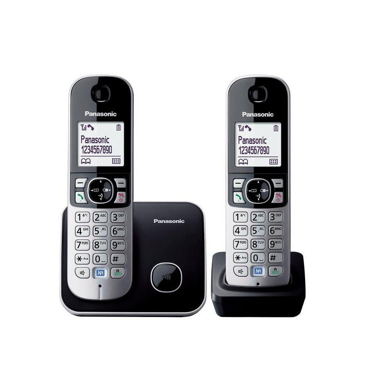 Panasonic KX-TG6812 Duo Cordless Phone, Silver & Black - Refurbished Pristine