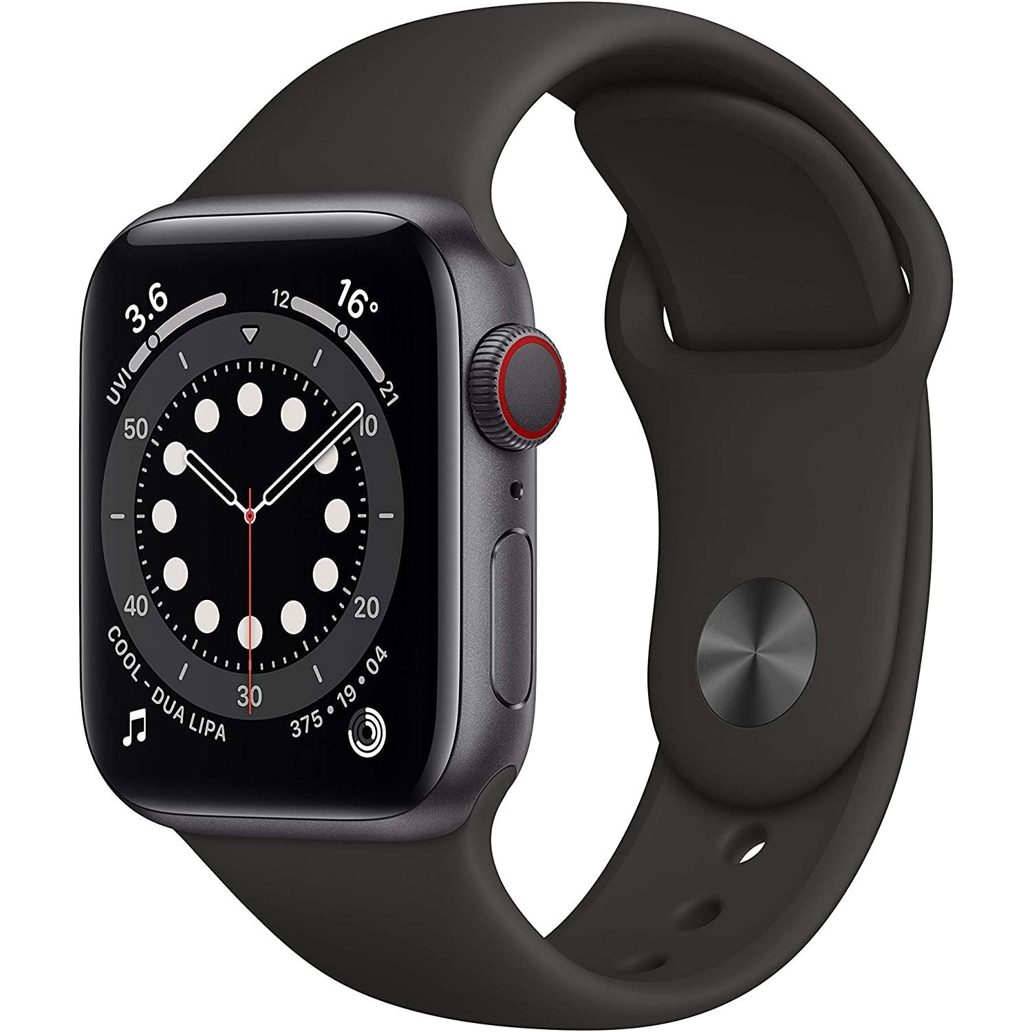 Apple Watch Series 6 GPS + Cellular - 44mm Graphite Stainless Steel Case with Black Sport Band