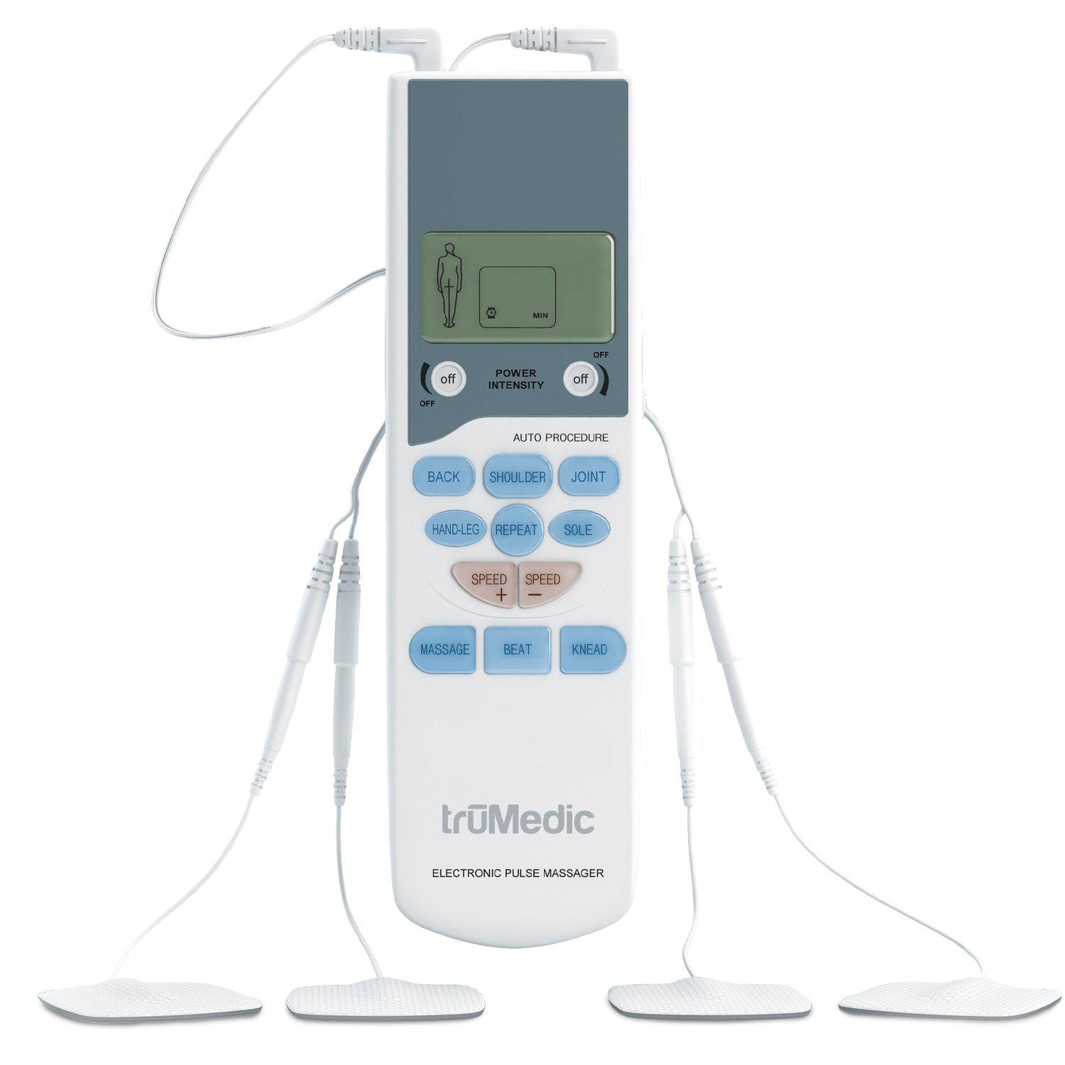 truMedic TENS Unit Electronic Pulse Massager 2" x 7.75" x .75" White/Color Buttons