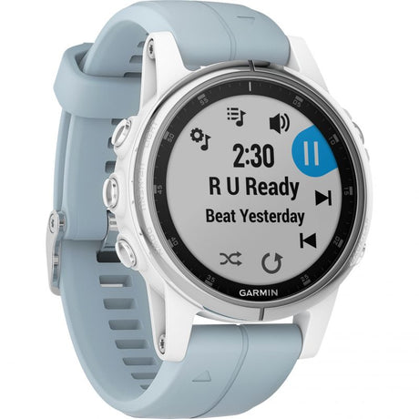 Garmin Fenix 5S Plus Premium Multisport GPS Watch, White with Sea Foam Band