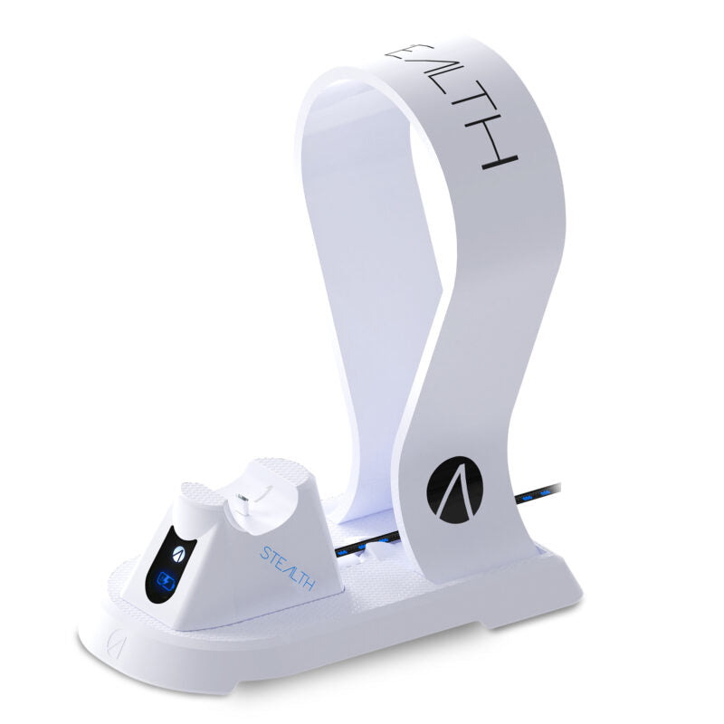 Stealth SP-C60 White Charging Station with Headset Stand - White - Refurbished Pristine