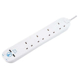 Masterplug 4 Way Surge Extension Lead with 2 USB Ports, 4M Cable