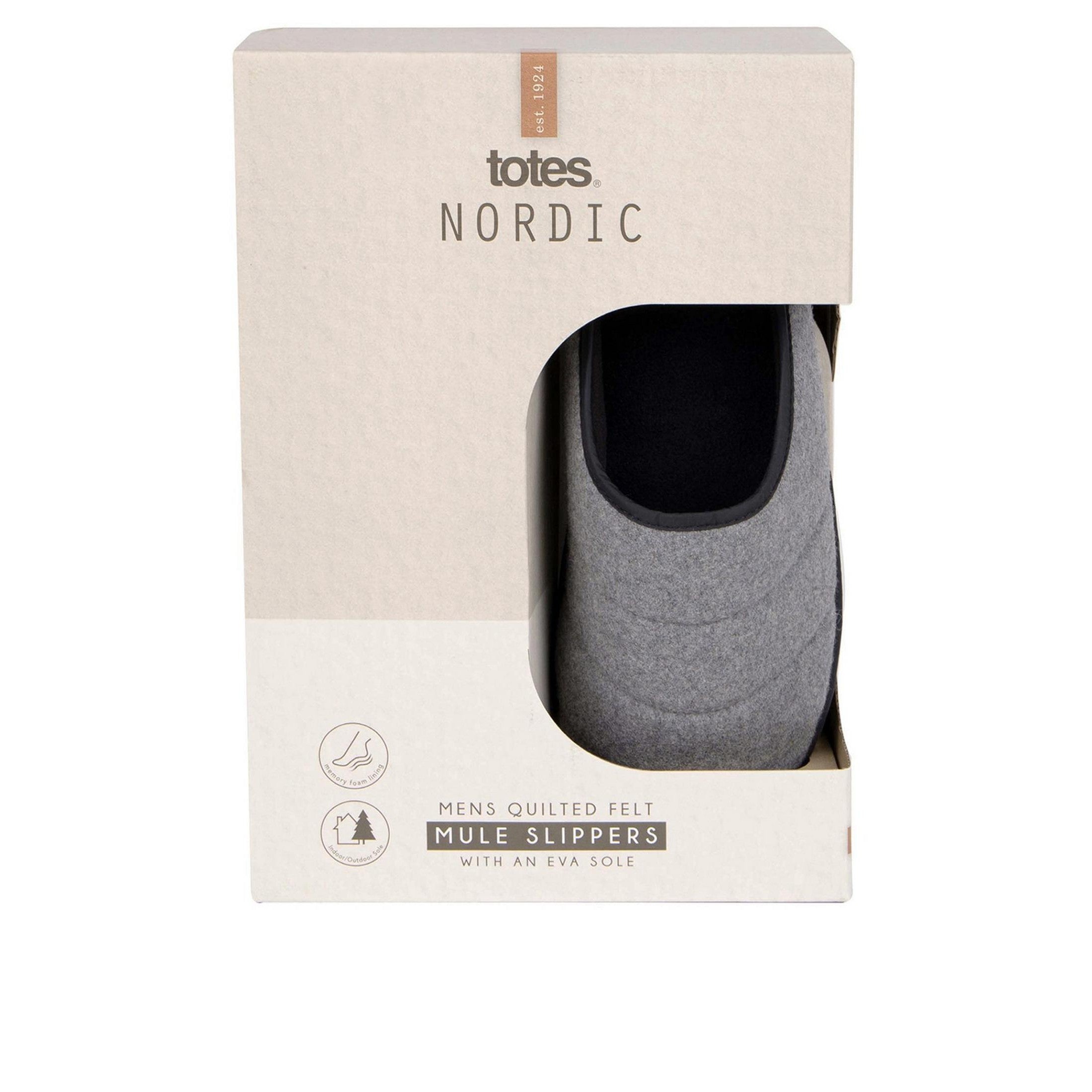 Totes Nordic Felt Mule Slippers - Multi - Size 10