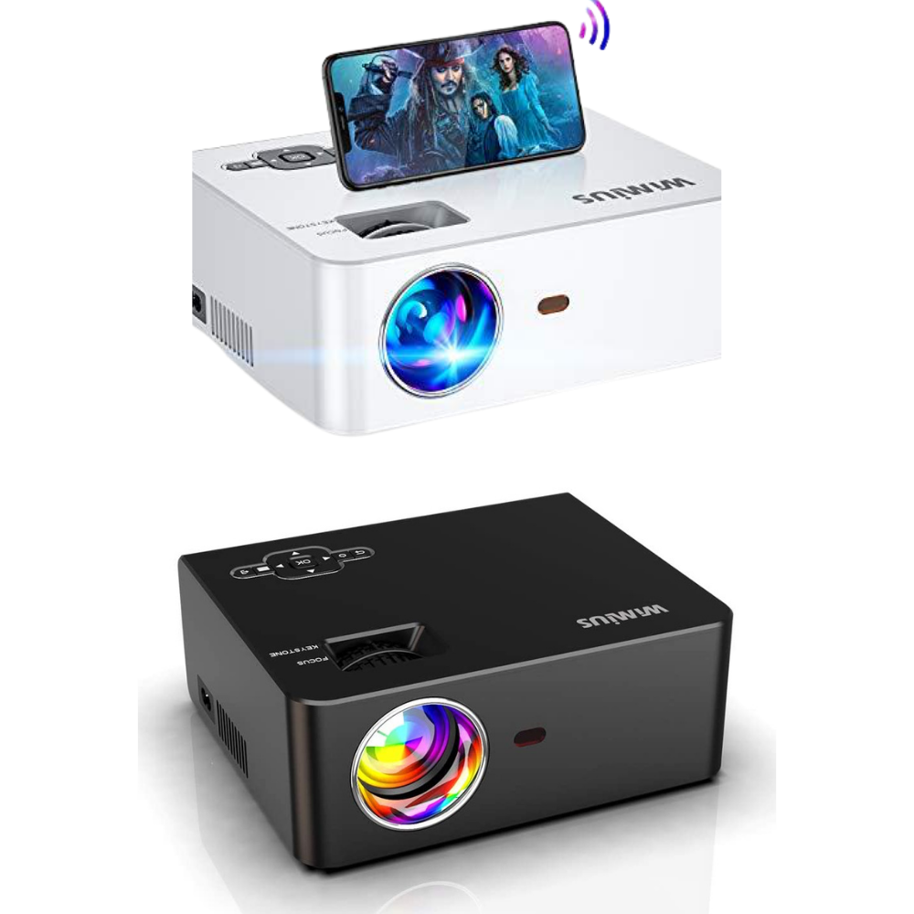 Wimius S2 WiFi Projector, 6200 Lumens Wireless Mirroring Portable Projector (White/Black)