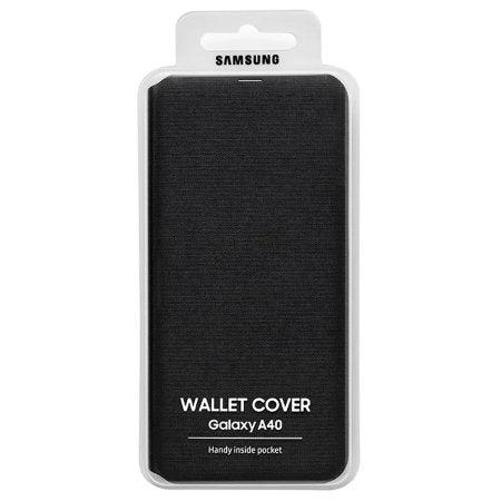 Official Samsung Galaxy A40 Wallet Flip Cover Case Black – Stock