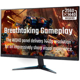 Acer Nitro VG271UPbmiipx 27 inch WQHD Gaming Monitor ZeroFrame, DP, HDMI, Black