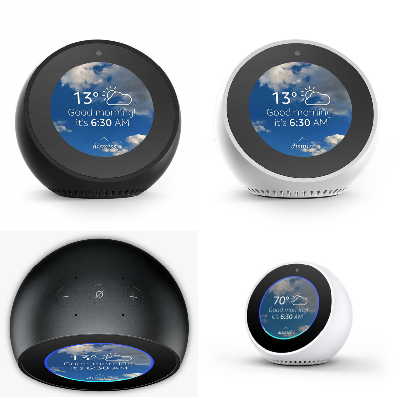 Amazon Echo Spot Smart Speaker with 2.5" Screen & Alexa Black, White