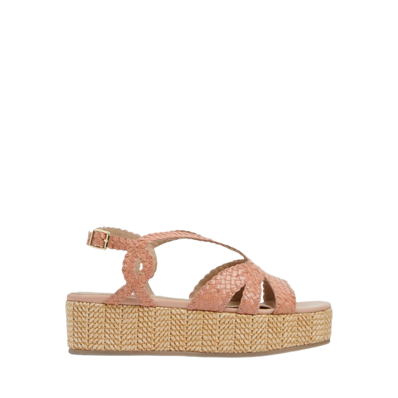 John Lewis Laine Leather Woven Flatform Sandals, Pink ( Size 6 )