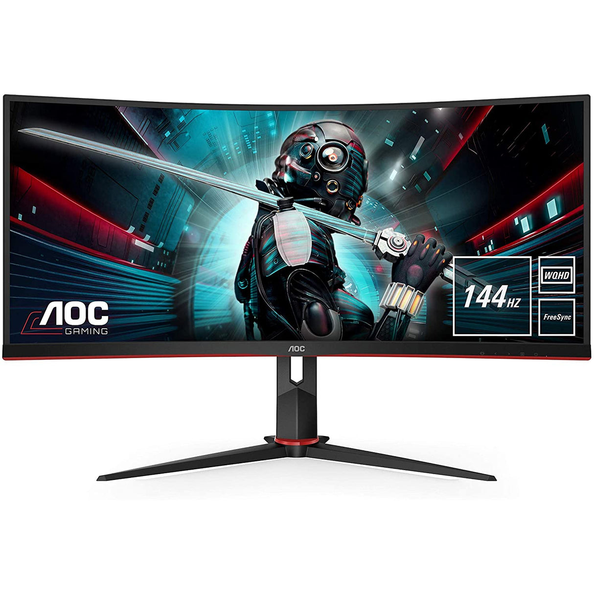 AOC Gaming CU34G2X - 34 Inch WQHD Curved Monitor, 144Hz, 1 ms, VA, AMD FreeSync, Height Adjust, USB Hub