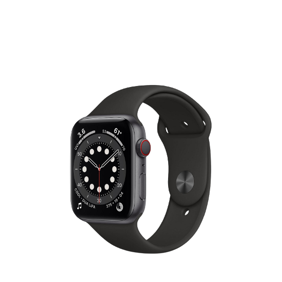 Apple Watch Series 6 GPS + Cellular, MG2E3B/A 44mm Space Grey Aluminium Case with Black Sport Band - Regular