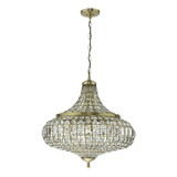 DAR Lighting Asmara 6 Light Pendant Antique Brass Crystal