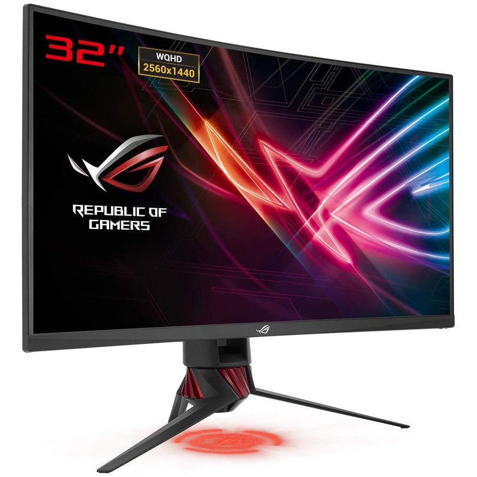 ASUS ROG STRIX Curved XG32VQ, 32 Inch (31.5 Inch) WQHD (2560 x 1440), VA, Up to 144 Hz, 125% sRGB, DP, HDMI, FreeSync, AuraSync, Red+Dark Gray