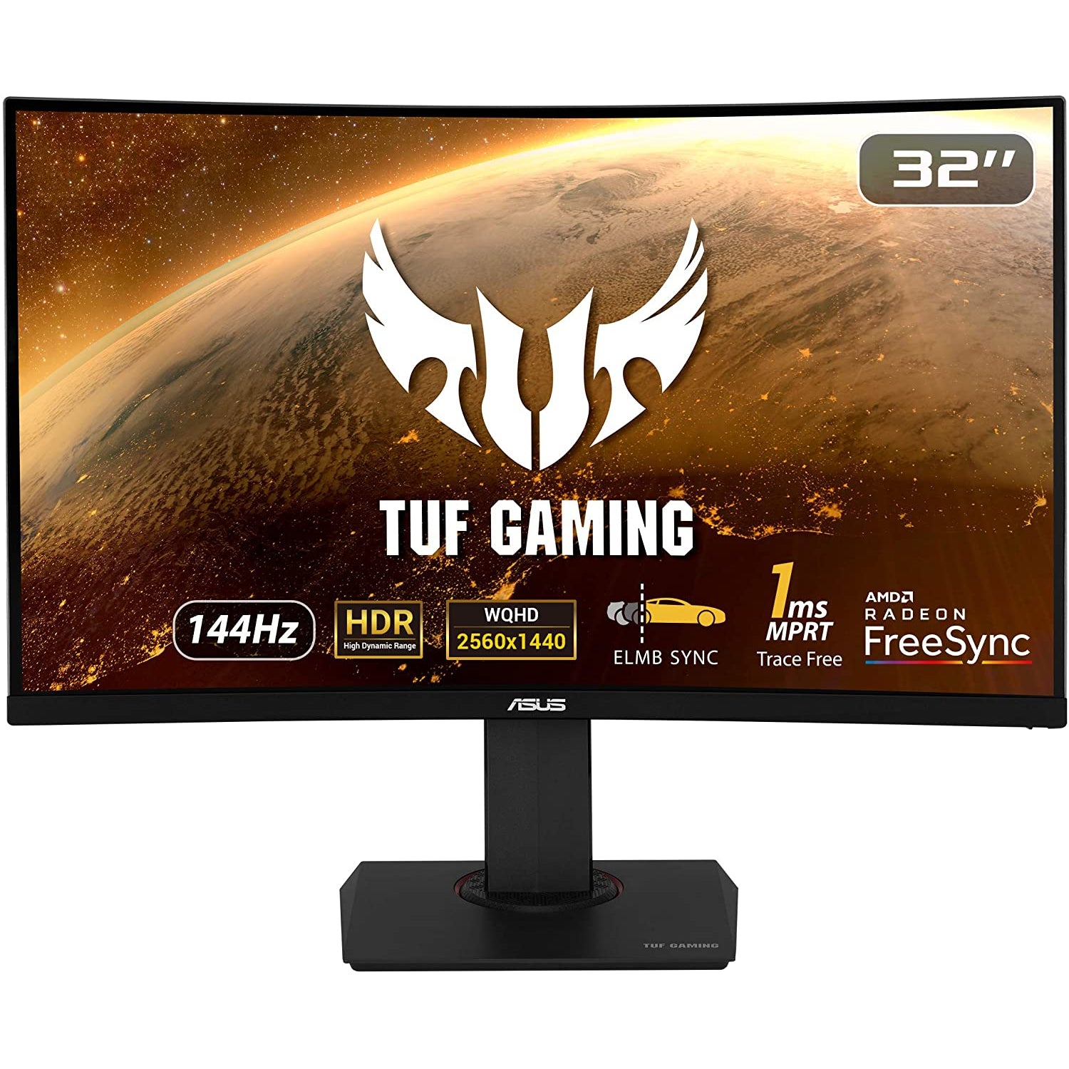 ASUS TUF Gaming VG32VQ Gaming Monitor, 32 Inch (31.5 Inch) WQHD (2560x1440), Curved VA, up to 144Hz