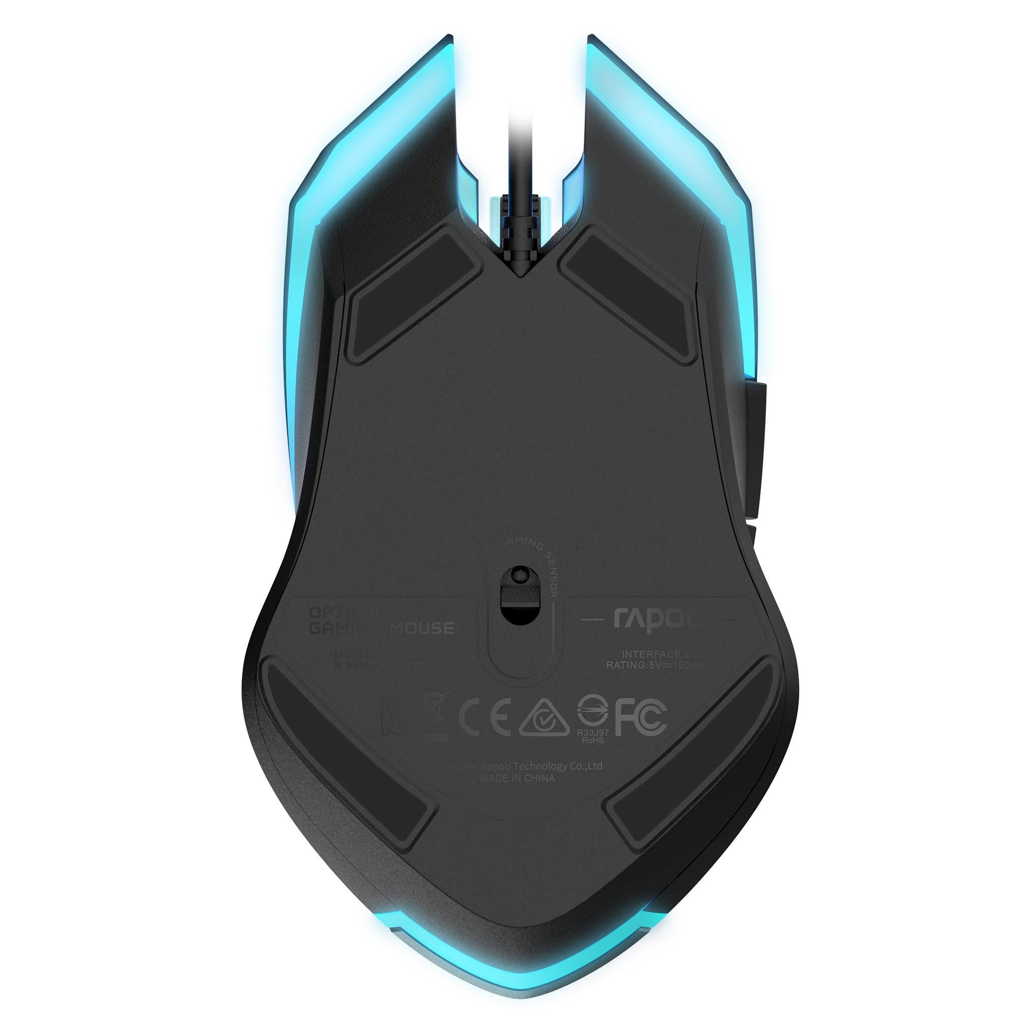 Rapoo V18 Ambidextrous 5-Button Optical Gaming Mouse - Black - Refurbished Pristine