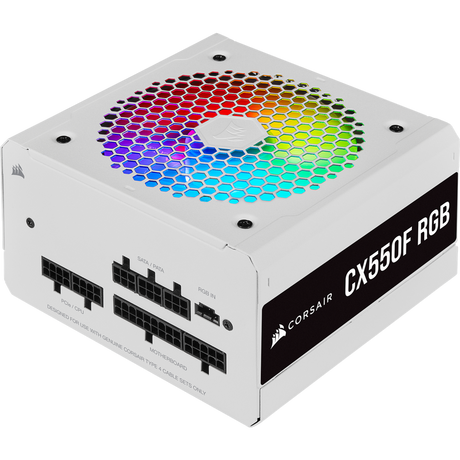 Corsair 550W CX-F RGB Series CX550F PSU Fully Modular Power Supply, White