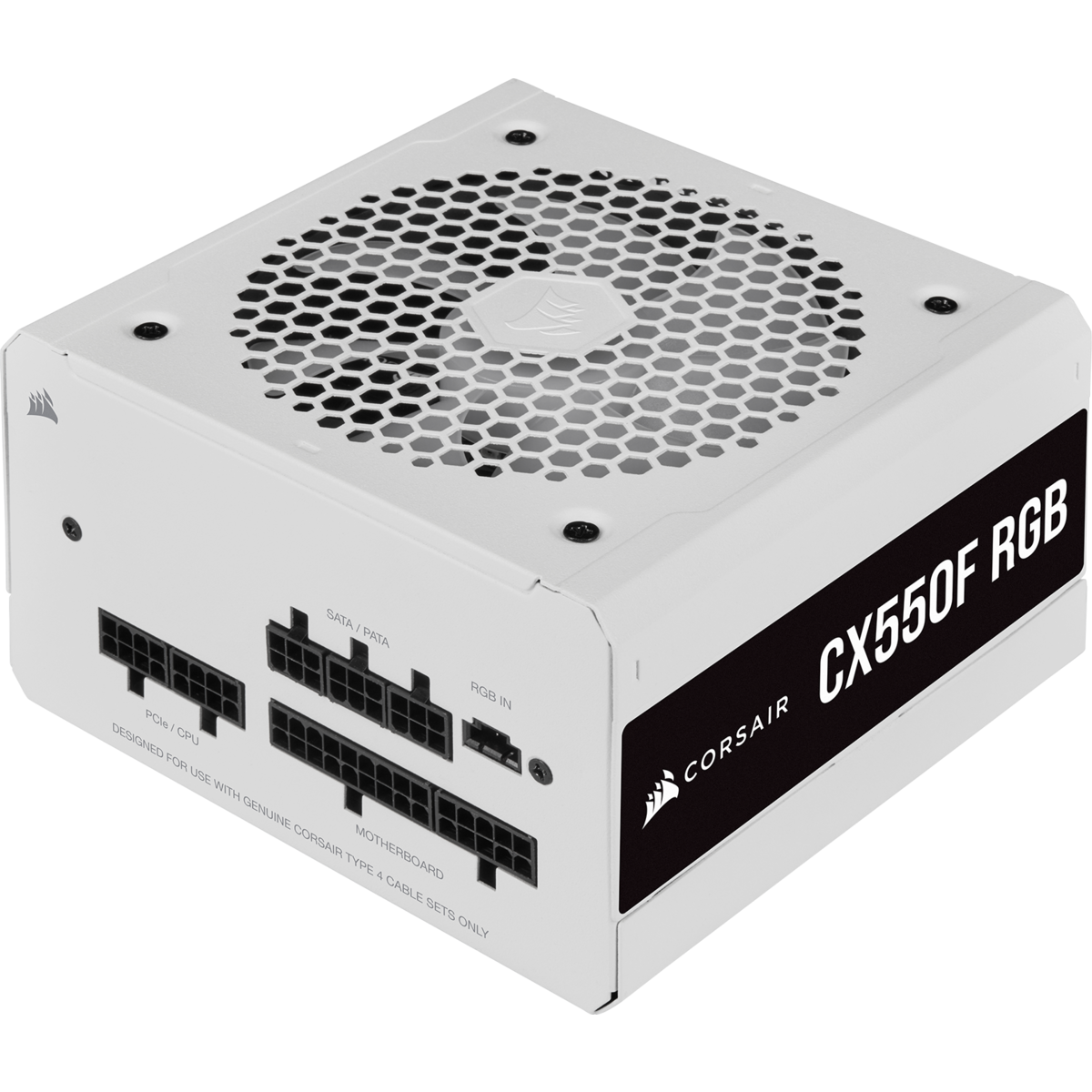 Corsair 550W CX-F RGB Series CX550F PSU Fully Modular Power Supply, White