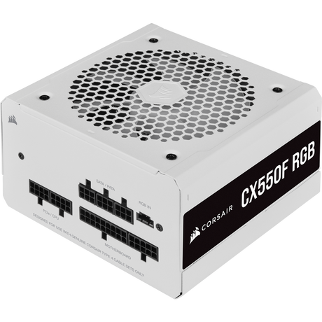 Corsair 550W CX-F RGB Series CX550F PSU Fully Modular Power Supply, White