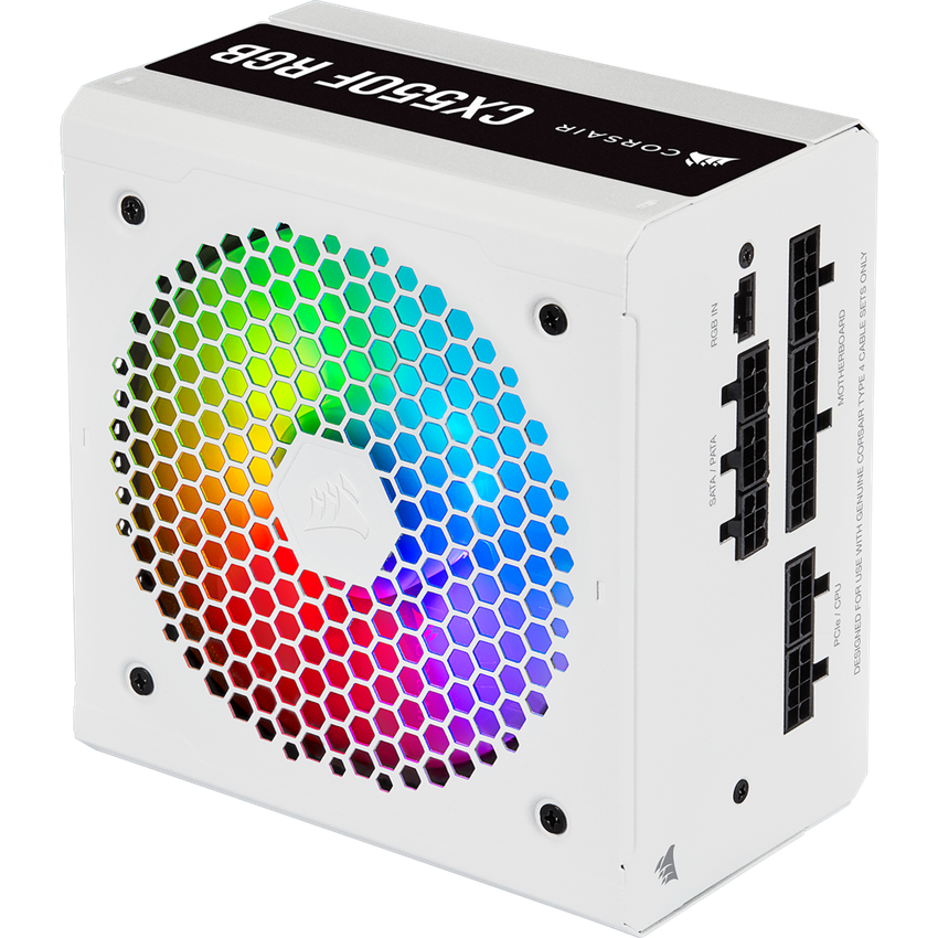 Corsair 550W CX-F RGB Series CX550F PSU Fully Modular Power Supply, White