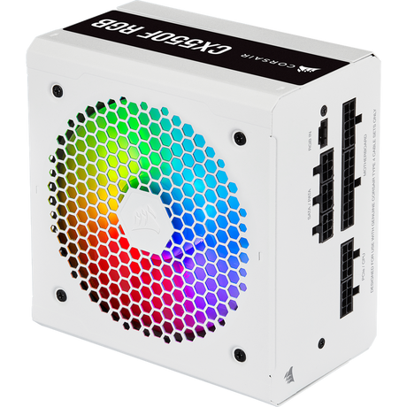 Corsair 550W CX-F RGB Series CX550F PSU Fully Modular Power Supply, White