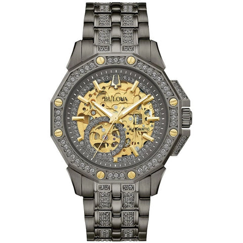 Bulova 98A293 Men's Crystal Octava Automatic Watch - Grey/Gold