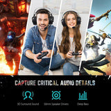 Mpow EG3 Pro Gaming Headset USB Wired Headphones Stereo Mic, Black