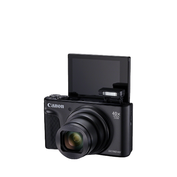 Canon PowerShot SX740 HS Digital Camera, 4K Ultra HD, 20.3MP, 40x Optical Zoom, Wi-Fi, Bluetooth, 3" Tiltable Screen, Black