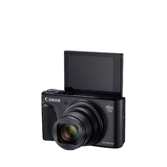 Canon PowerShot SX740 HS Digital Camera, 4K Ultra HD, 20.3MP, 40x Optical Zoom, Wi-Fi, Bluetooth, 3" Tiltable Screen, Black