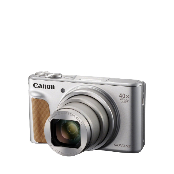 Canon PowerShot SX740 HS Digital Camera, 4K Ultra HD, 20.3MP, 40x Optical Zoom, Wi-Fi, Bluetooth, 3" Tiltable Screen, Silver - Refurbished
