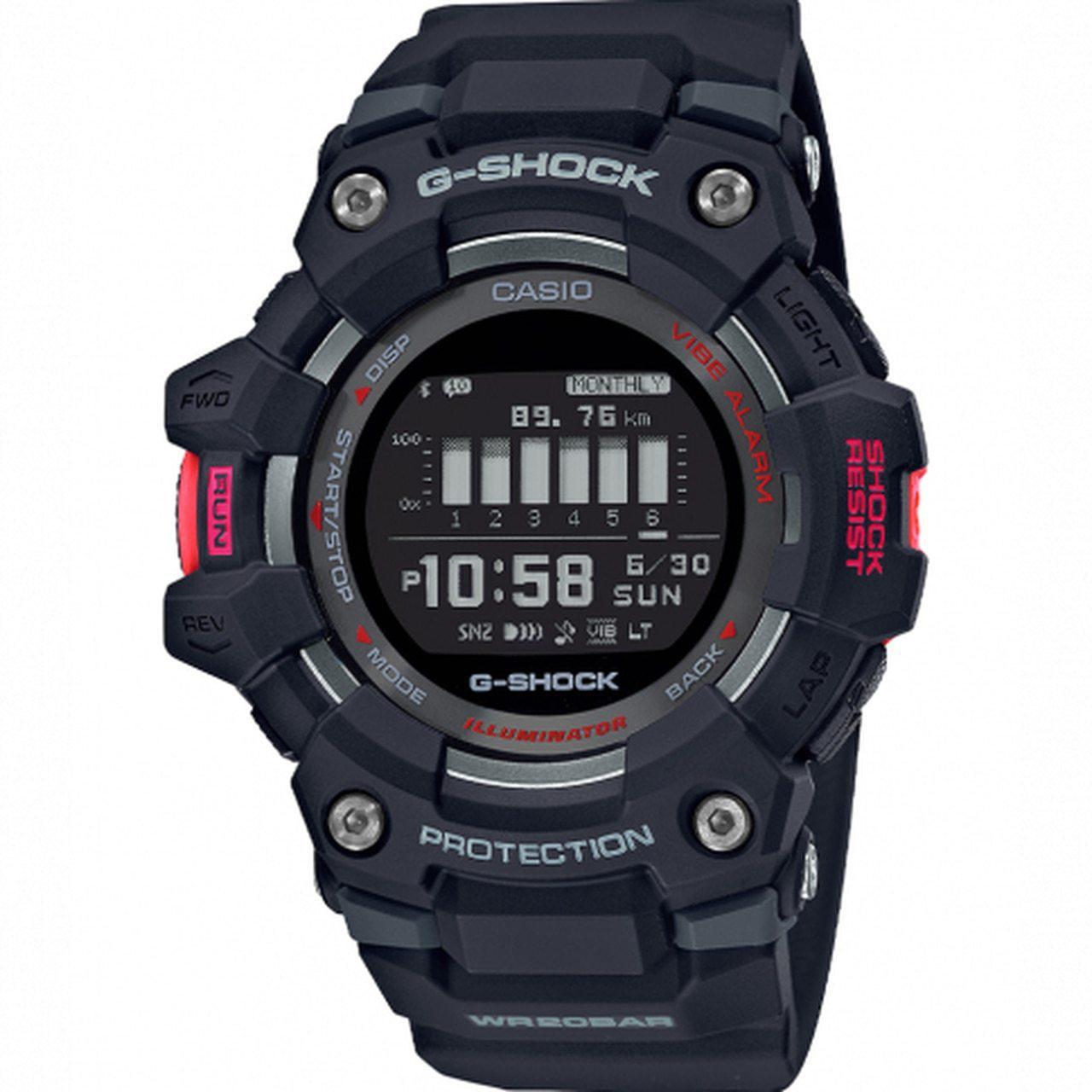 Casio GBD-100-1ER Men's G-Shock Steptracker Watch, Black/Red