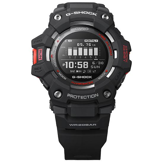 Casio GBD-100-1ER Men's G-Shock Steptracker Watch, Black/Red