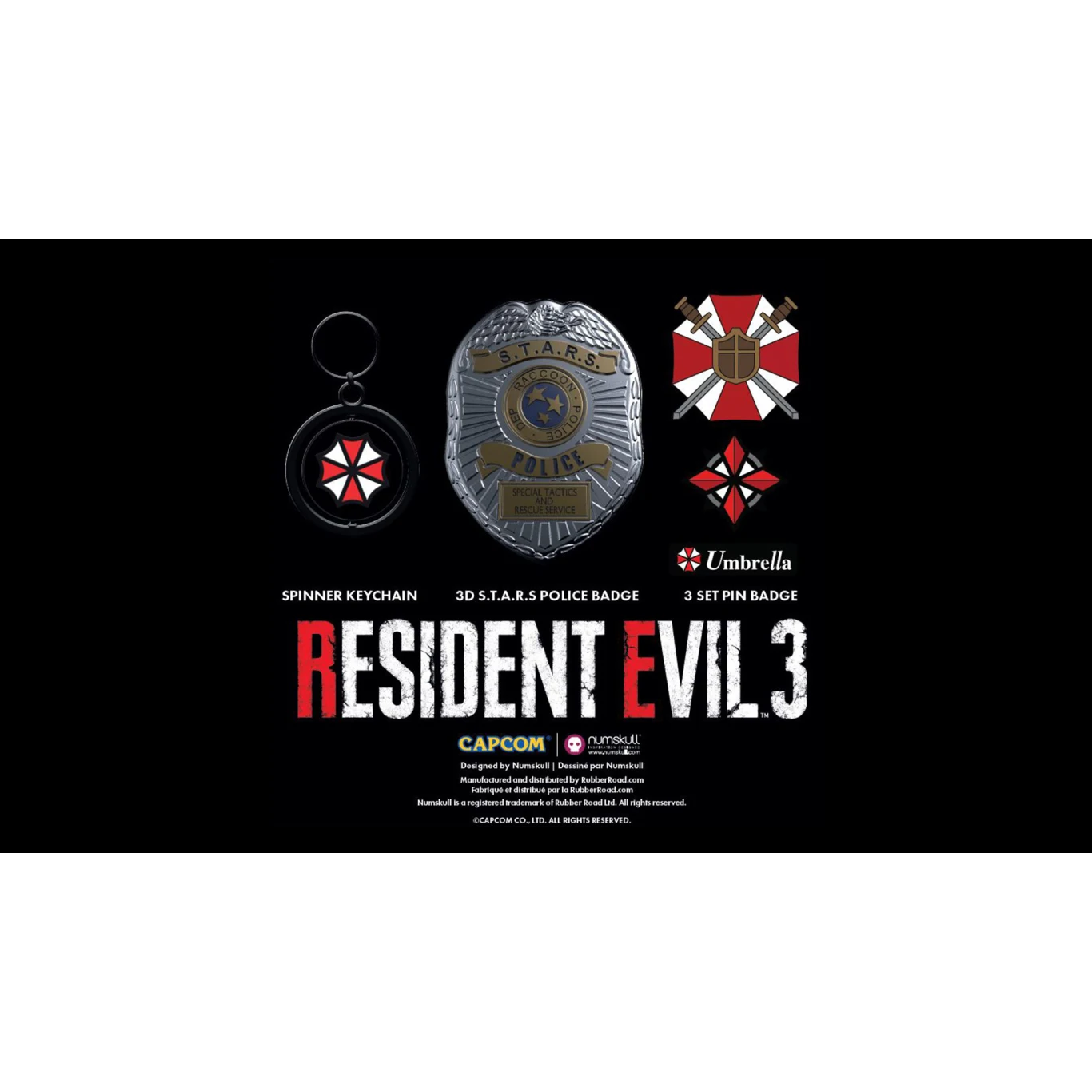 Numskull Resident Evil 3 Limited Edition Keyring and Badge Bundle