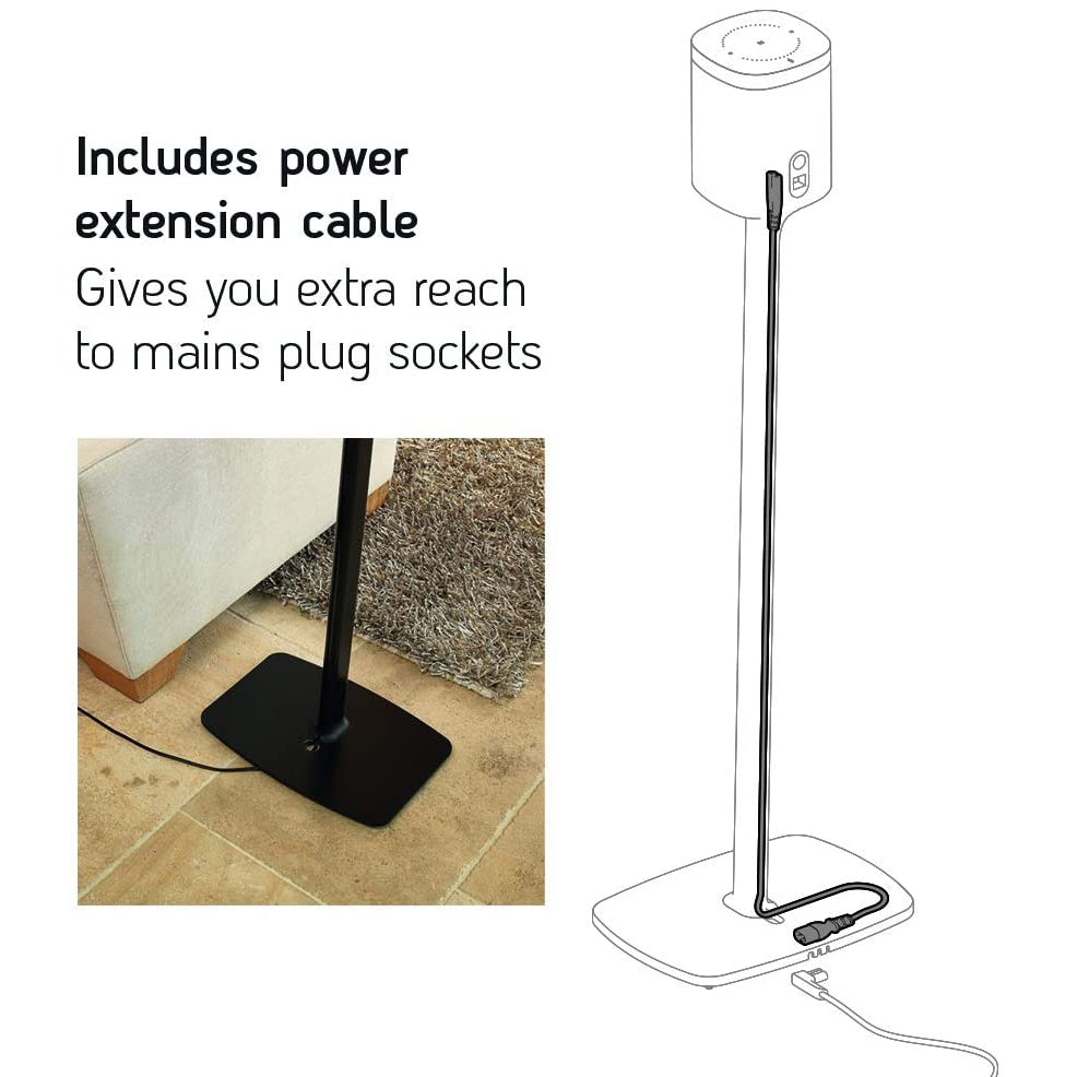 Flexson Floor Stand for Sonos One, One SL and Play:1 - Black or White (Single)