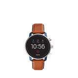 Fossil Q FTW4016 Men's Explorist Leather Strap Touch Screen Smartwatch, Tan/Black - Refurbished