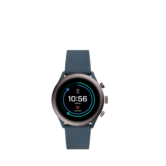 Fossil Q Men's Silicone Strap Touch Screen Smartwatch, Blue/Smoke FTW4021