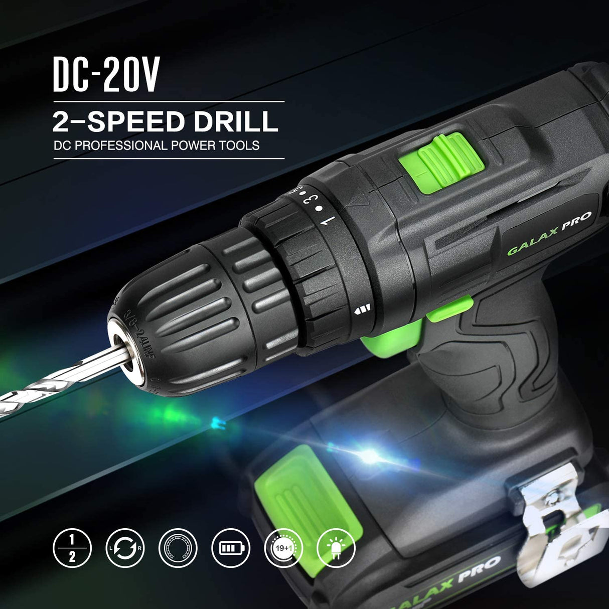 Galax Pro D6001 2-speeds Drill Driver and Impact Driver Combo Kit, 11pcs Accessories and Tool Bag