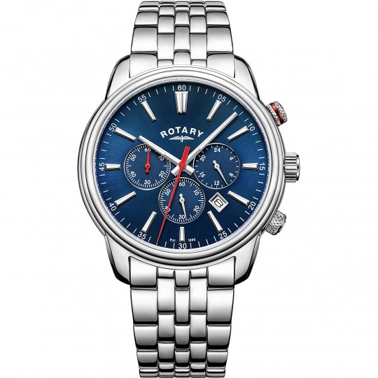 Rotary GB05083/05 Men's Monaco Chronograph Date Bracelet Strap Watch, Silver