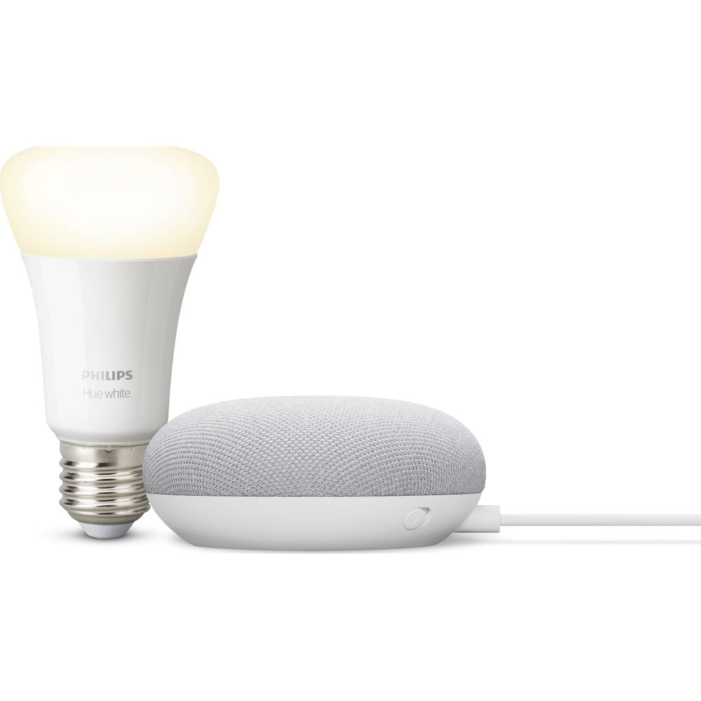 Google Nest Mini & Philips Hue White Bluetooth LED E27 Bulb Bundle