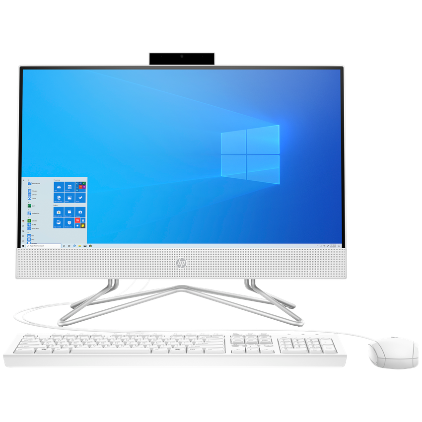 HP 22-df0034na All-in-One Desktop PC, Intel Core i3, 8GB RAM, 256GB SSD, 21.5", Snow White