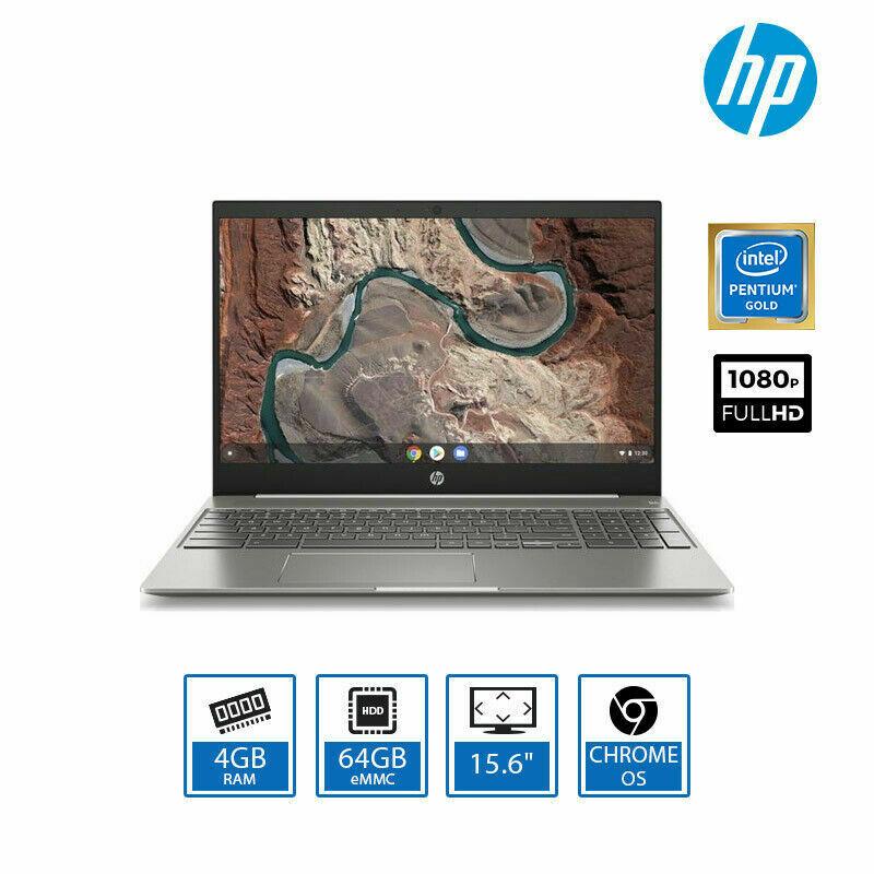 HP Chromebook 15-de0500na 15.6" FHD Laptop Pentium Gold 4417U, 4GB RAM 64GB eMMC