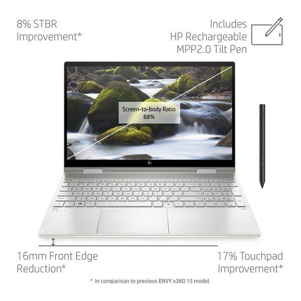 HP ENVY x360 15.6" Intel Core i7, 2 in 1 Laptop - 512GB SSD, 16GB RAM, Natural Silver - 2S552EA#ABU