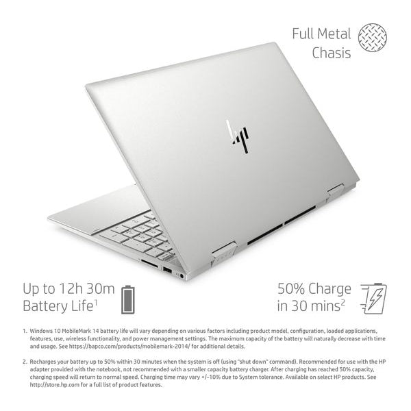 HP ENVY x360 15.6" Intel Core i7, 2 in 1 Laptop - 512GB SSD, 16GB RAM, Natural Silver - 2S552EA#ABU