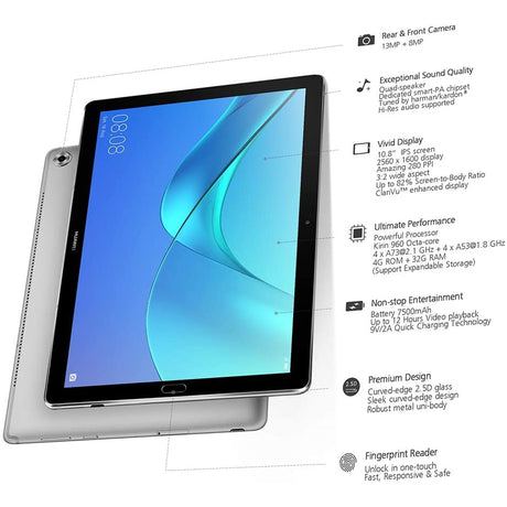 Huawei Mediapad M5 10” CMR-W09 Tablet Octa-Core 4 GB RAM 32GB 2K IPS Screen - Grey
