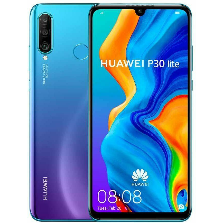 Huawei P30 Lite 6.15" Unlocked Smartphone 4GB RAM, 128GB, Peacock Blue - New