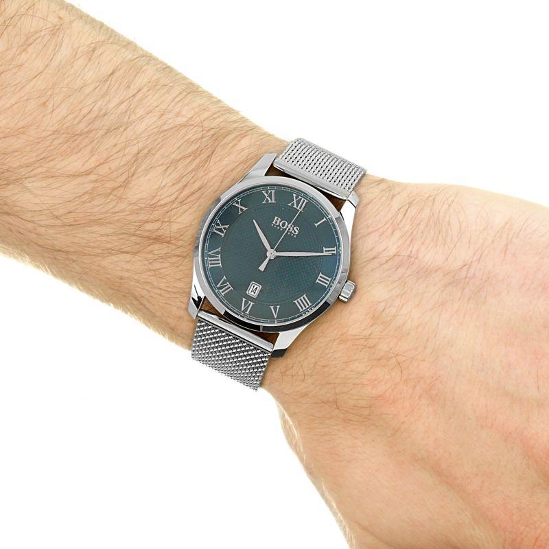 Hugo Boss 1513737 Men's Master Date Mesh Bracelet Strap Watch, Silver