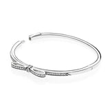 Pandora Sterling Silver Sparkling Bow Bangle Size 2 (S925 ALE 2)