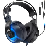 Mpow EG3 Pro Gaming Headset USB Wired Headphones Stereo Mic, Black