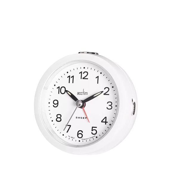 Acctim Elana Silent Sweep Analogue Alarm Clock - White