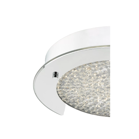 DAR Lighting PET5250 Peta Flush Crystal And Polished Chrome Ceiling Light