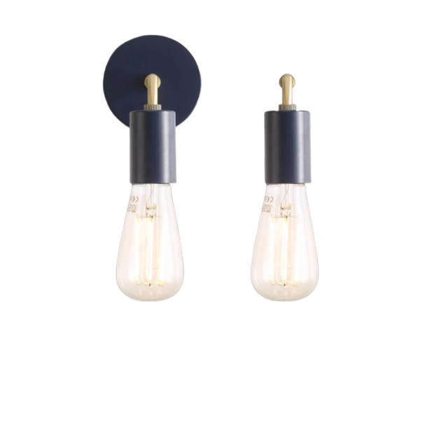 John Lewis & Partners Spoke Wall Lights Set of 2 - Navy / Brass